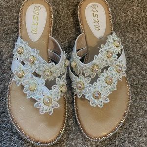 JSXW Beaded Rhinestone Sandals